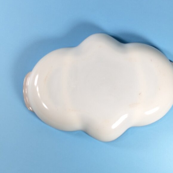 Anchor Hocking Milk Glass 22K trimmed Divided Relish dish, Vintage anchorglass - Picture 13 of 15